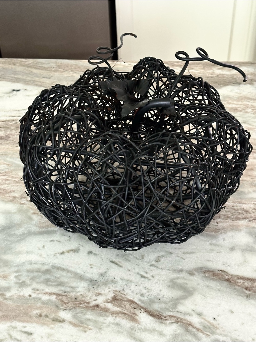 Halloween Pumpkin - Large Black Wicker Pumpkin Fall Halloween Decor - Picture 3 of 16